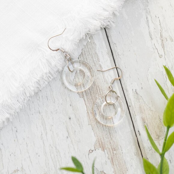 Recycled Vintage Dairy Bottle Glass Hoop Earrings - Picture 2 of 6